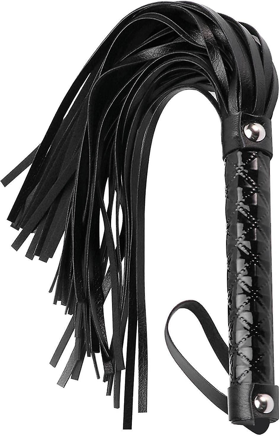 Snngv Soft Leather Horse Riding Crop Whip  Non Slip Practical Soft Crop For Equestrian Floggers For Cosplay Costume Black