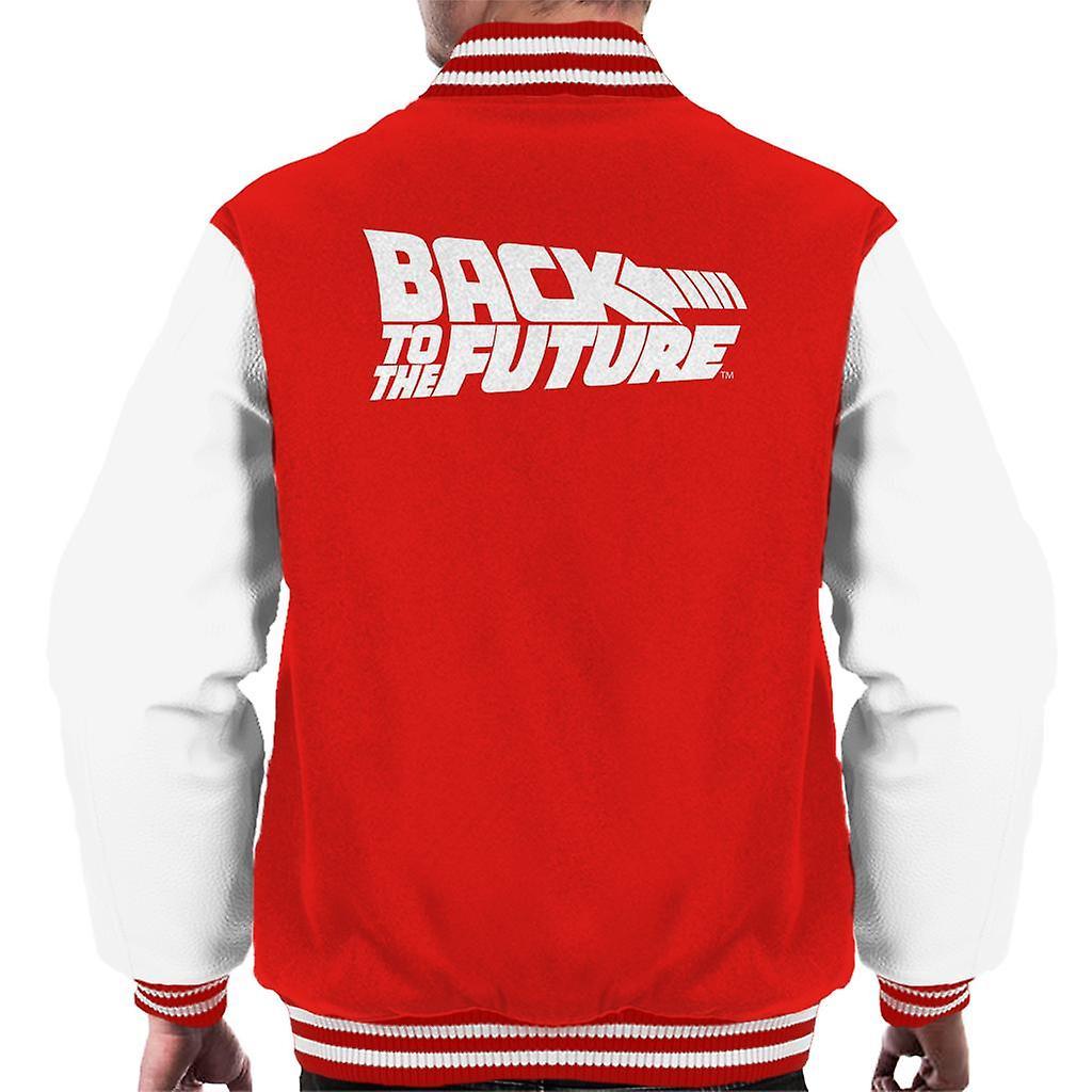 Back to the Future White Logo Men's Varsity Jacket Red/White Small