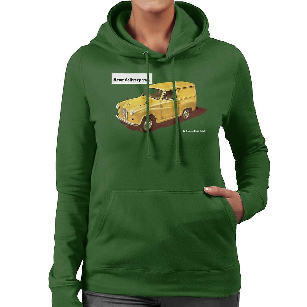 Austin 5cwt Delivery Van British Motor Heritage Women's Hooded Sweatshirt Bottle Green Medium