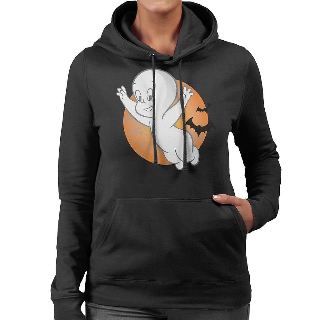 Casper The Friendly Ghost Moon Flying Women's Hooded Sweatshirt Black XX-Large