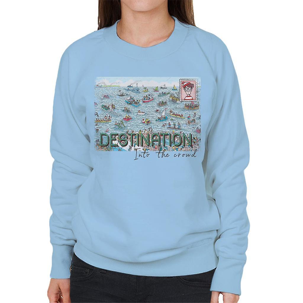 Wheres Wally Where's Wally Destination Into The Crowd Women's Sweatshirt Sky Blue Small