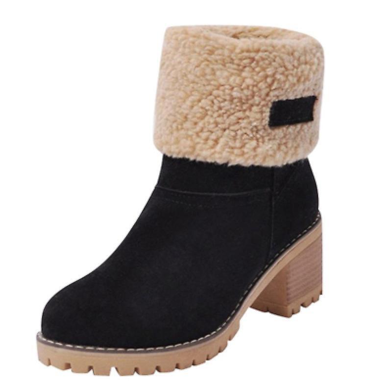 El Contente Winter Comfortable Fur Warm Ankle Snow Boots For Women Black 37