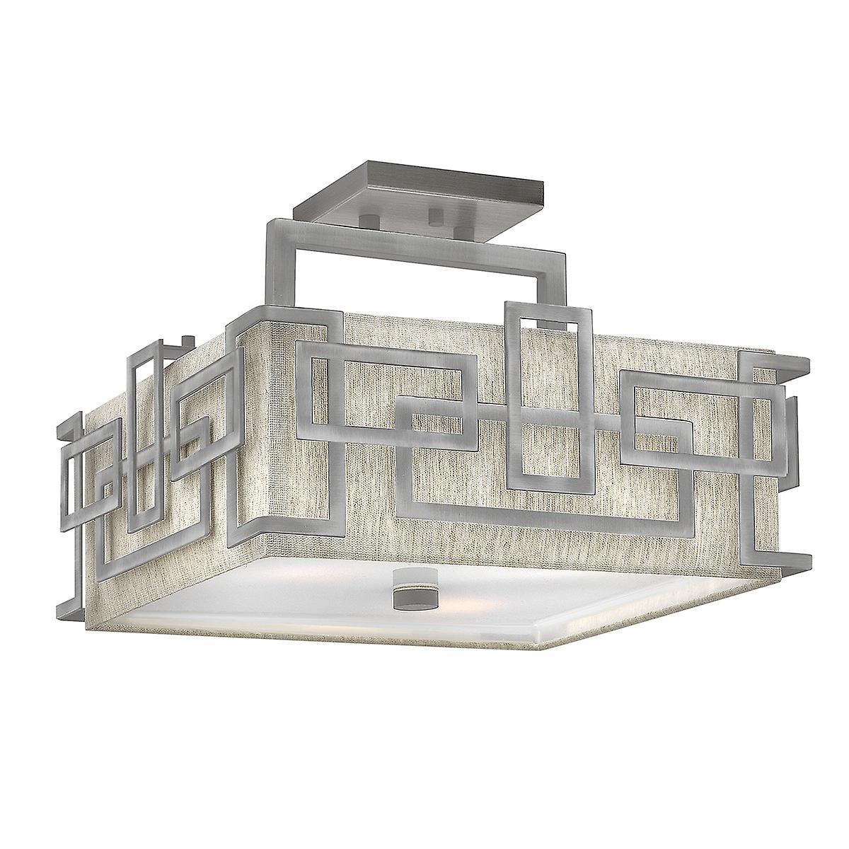 Lanza 3 Light Semi Flush Mount Ceiling Light Nickel E27