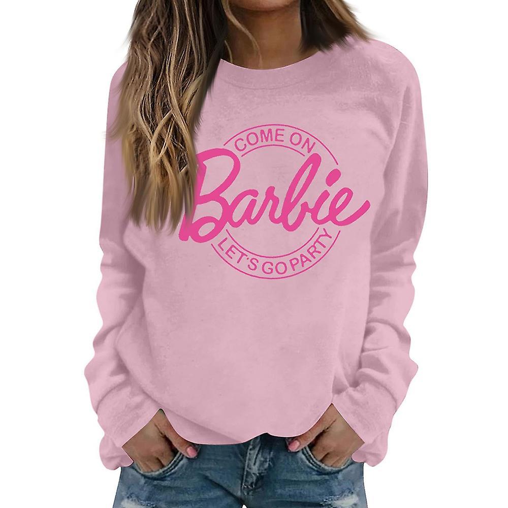 Vicbuy Unisex Barbie Theme Swetshirt Printed Pink Power Long Sleeve Pullover Sweatshirt 2XL