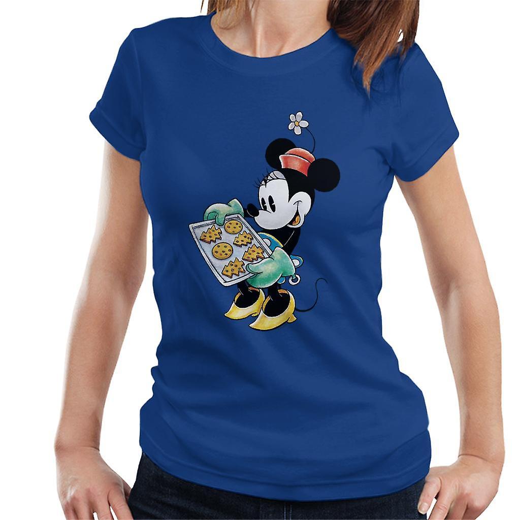 Disney Christmas Minnie Mouse Festive Baking Women's T-Shirt Royal Blue XX-Large