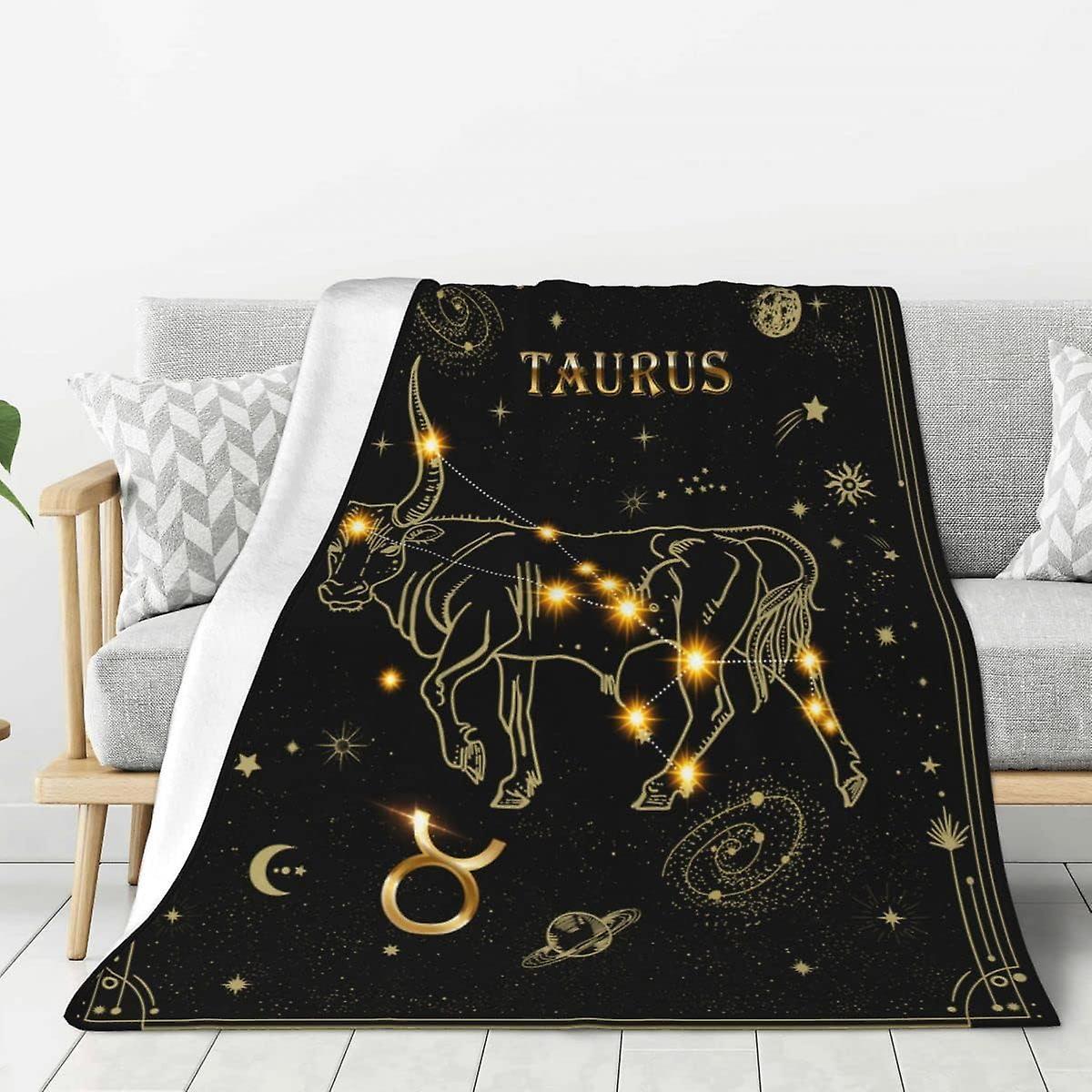 Kerota Taurus Constellation Blanket Astrology Sign Throw Blanket, Horoscope Astrology Soft Cozy Personalized Flannel Throw Blankets 60x50in 150x125cm