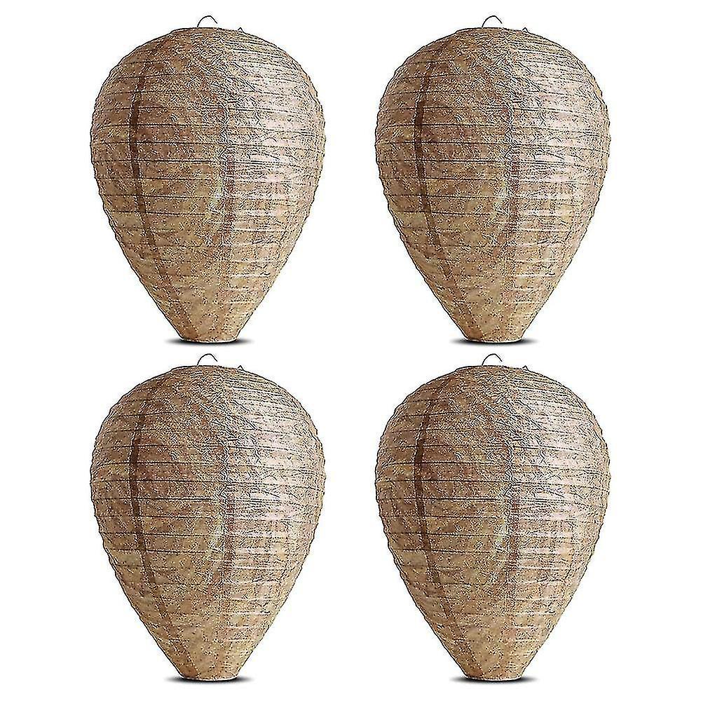 Wonderful 4pcs Wasp Nest Decoy Hanging Fake Trap Non-toxic Paper Decoy Effective Deterrent Bee Hornets Fake Nest For Home And Garden Outdoors