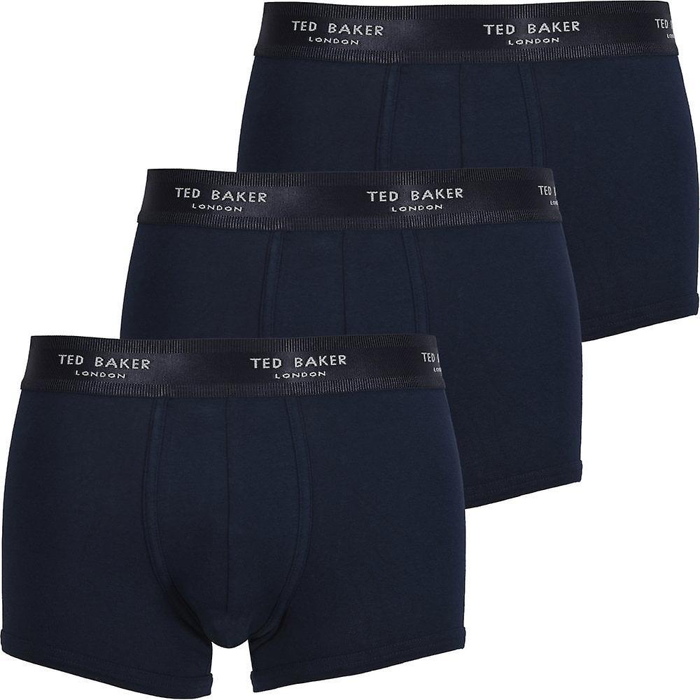 Ted Baker 3-Pack Contrast Logo Waistband Boxer Trunks, Navy X-large