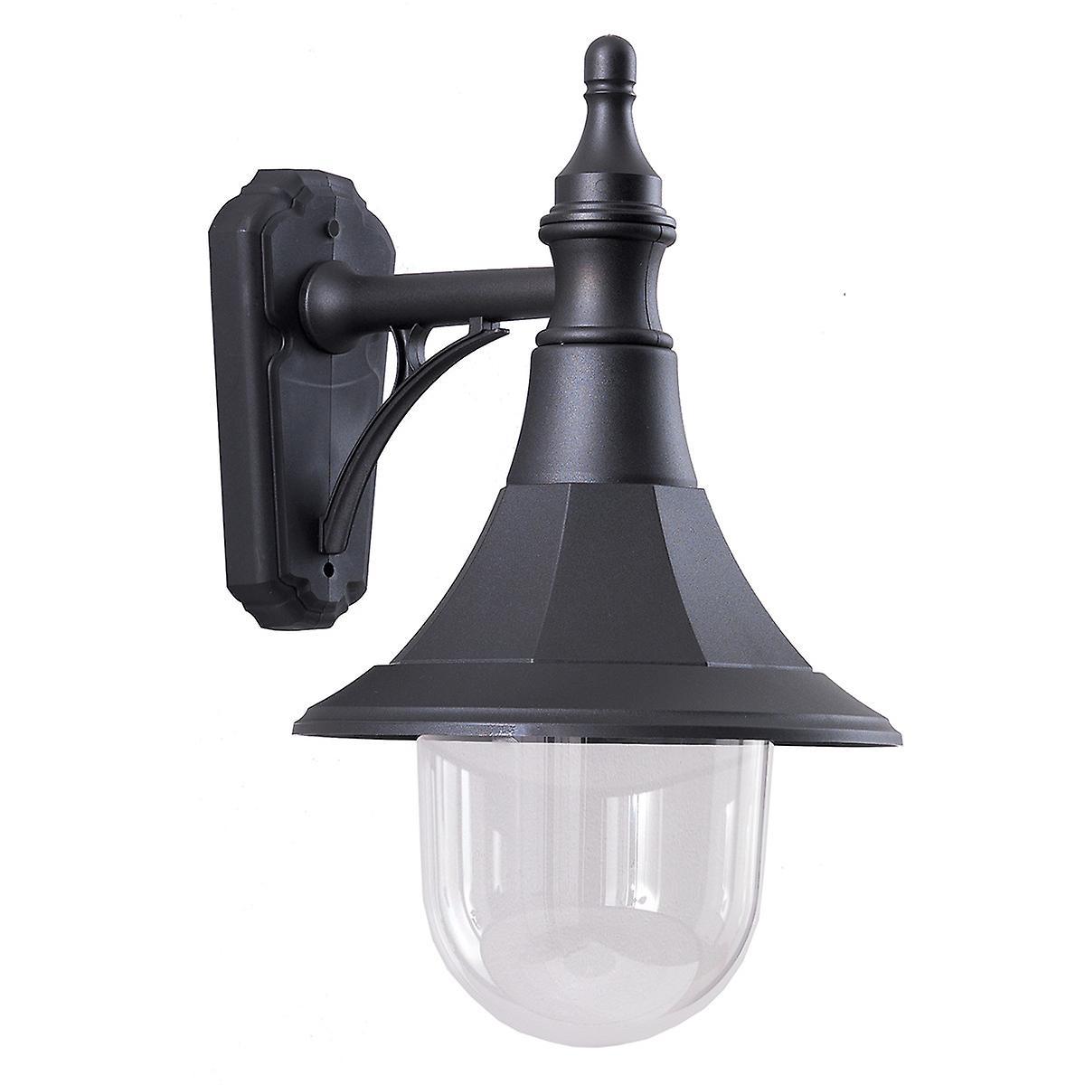 Shannon 1 Light Outdoor Coastal Wall Lantern Light Black Polycarbonate IP44 E27