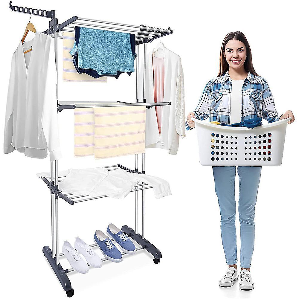 Yesfit Clothes Drying Rack Stand 4-tier, Foldable Laundry Drying Rack