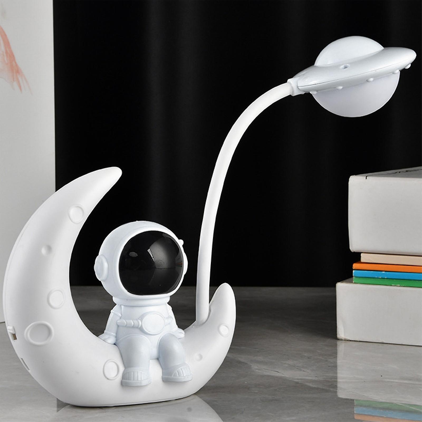 Kakanwo Lamp Spaceman Moon Lamp Astronaut Led Table Lamp Wireless Bedside Lamp For Home Bedroom Kids Boys Birthday Gifts,Whitedesk Lamp White