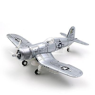 Slowmoose 4d Diy, Fighter Assemble Blocks- Building Military Airplane F4U Silver