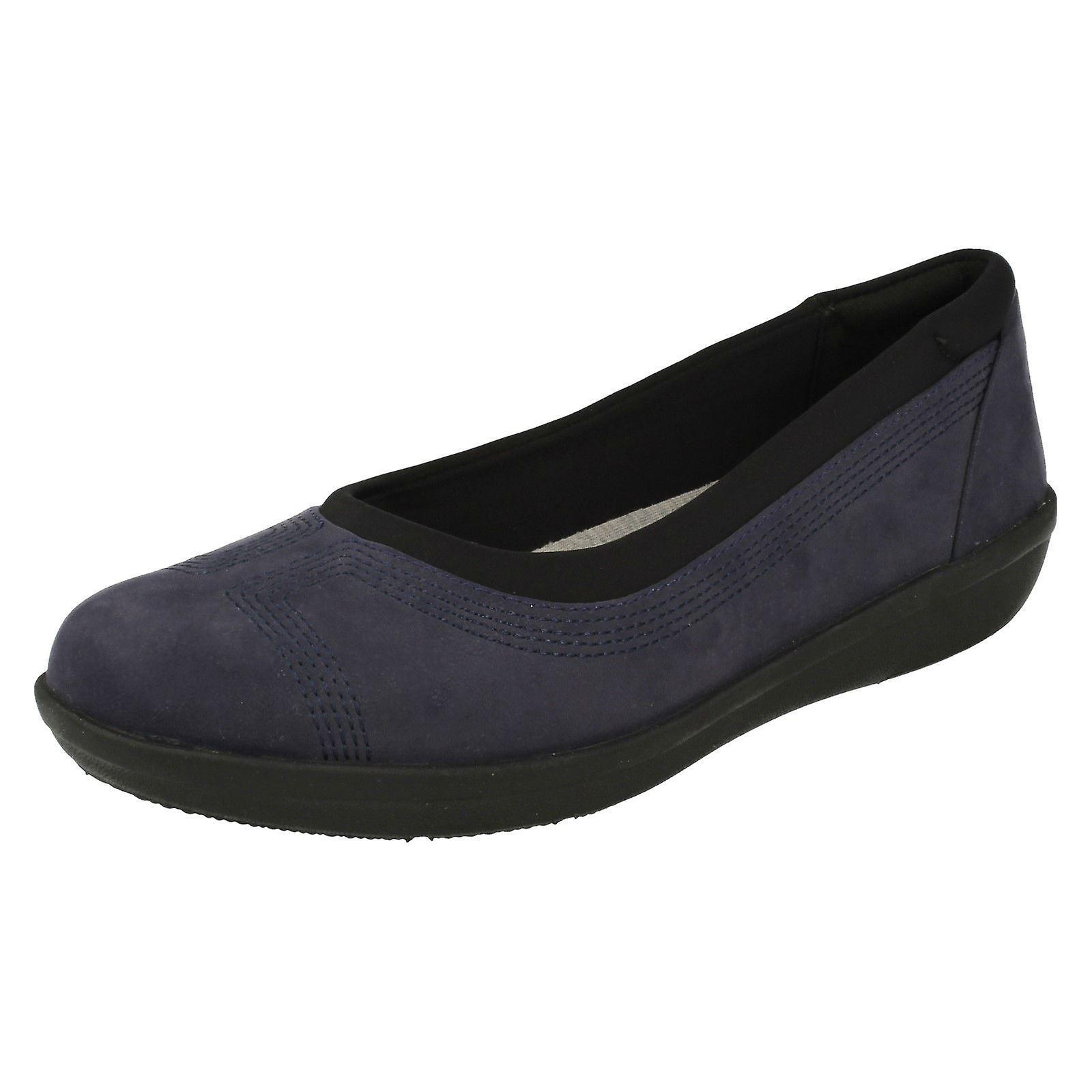 Ladies Clarks Cloud Steppers Flat Shoes Ayla Low Navy (Blue) UK 4