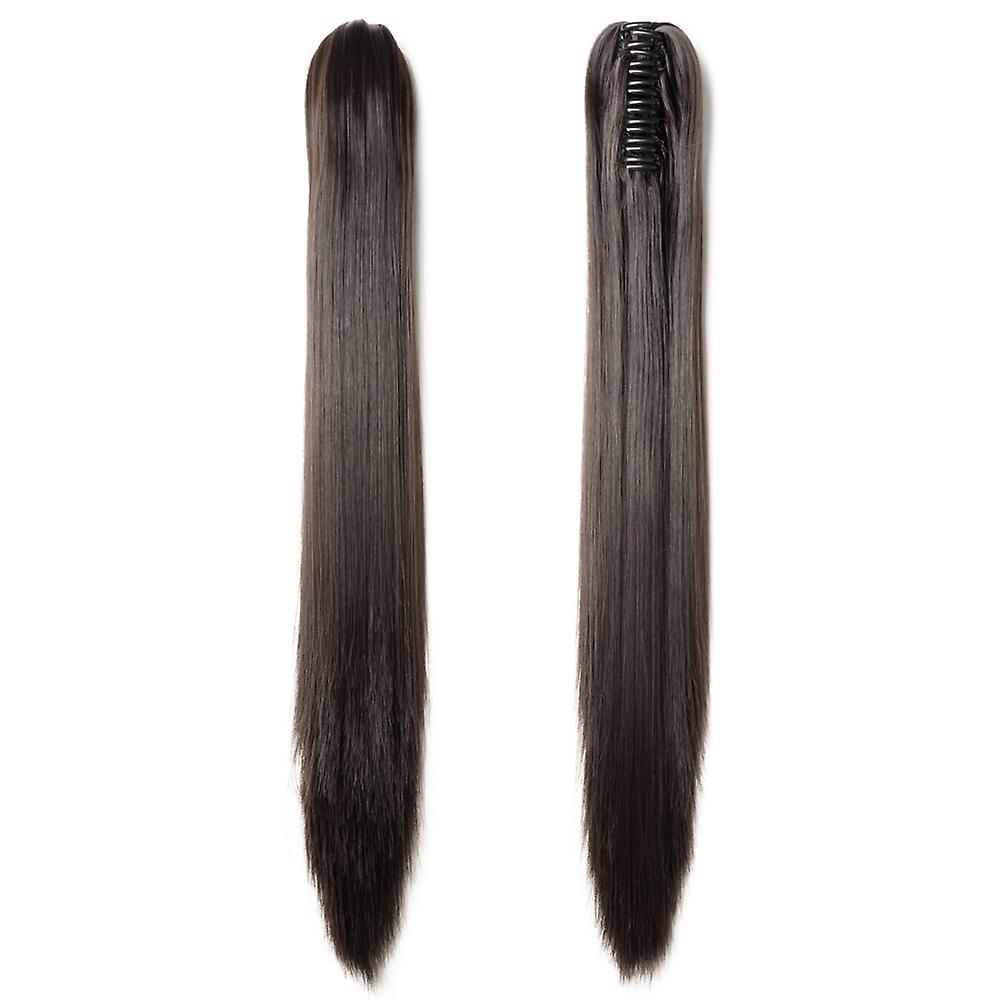 Sego 21inch Straight Ponytail Extension Claw Clip Ponytails darkbrown