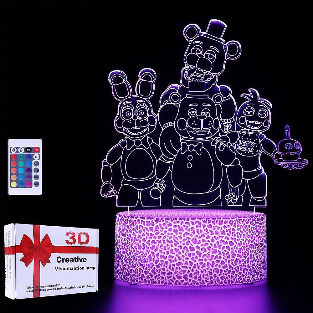 Sevenday Five Nights At Freddy's 3d Night Light Led Table Lamp 16 Colors Changing With Remote Control & Smart Touch Room Decor For Kids Fnaf Fans C...