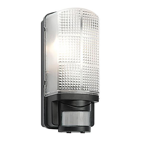 Saxby Lighting Motion 1 Light Outdoor PIR Wall Light Frosted, Black IP44, E27