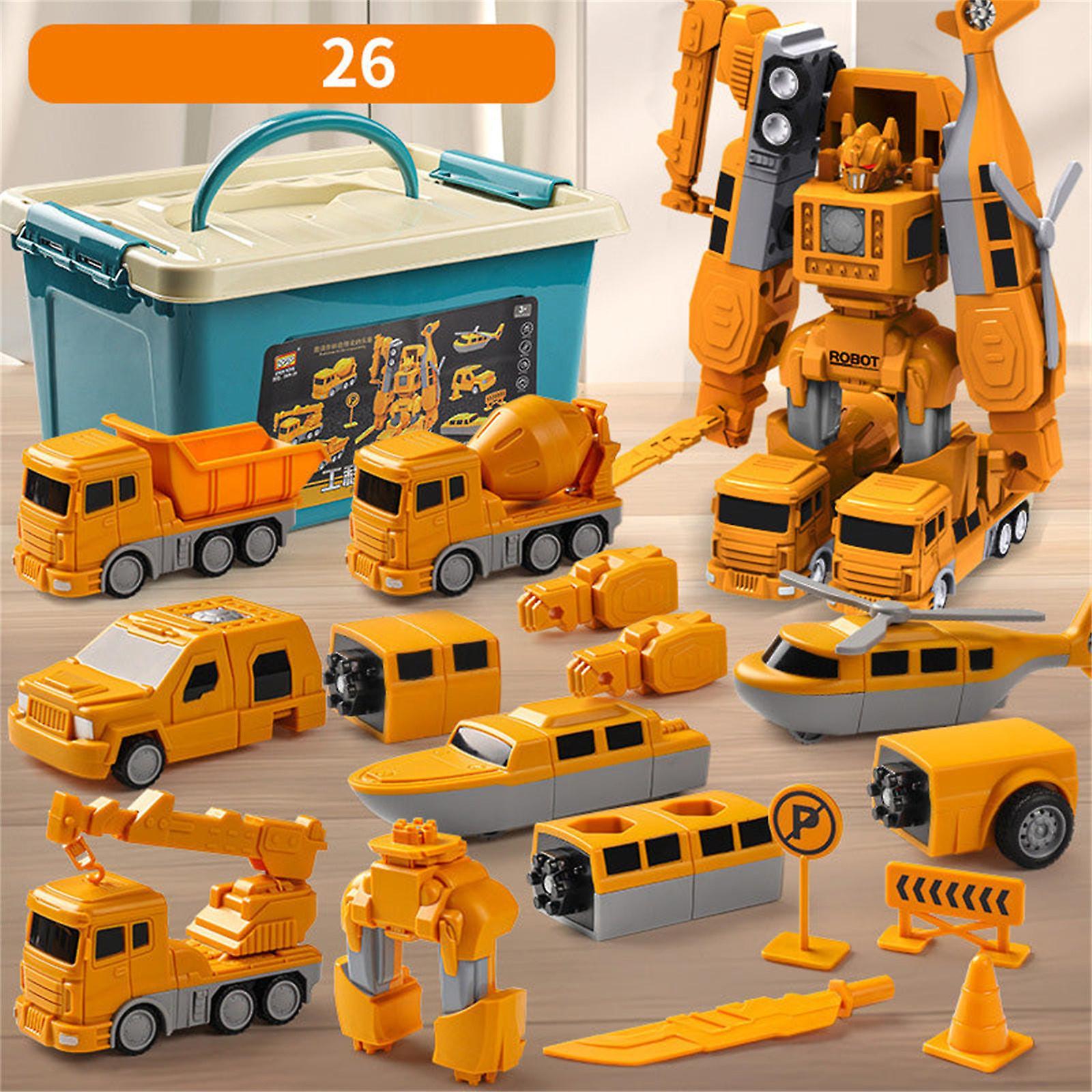 Gaoguang Magnetic Transform Engineering Car Assembled Toys Transforming Robot Toys Set For Boys 6 In 1 Magnetic Construction Trucks Transform Robot...