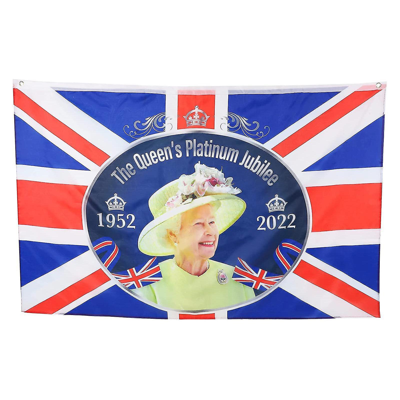 Tianzun Queens Platinum Jubilee Union Jack Flag, Queen Elizabeth Platinum Jubilee Flag, Honoring The Queen 3x5ft 3 x 5 FT