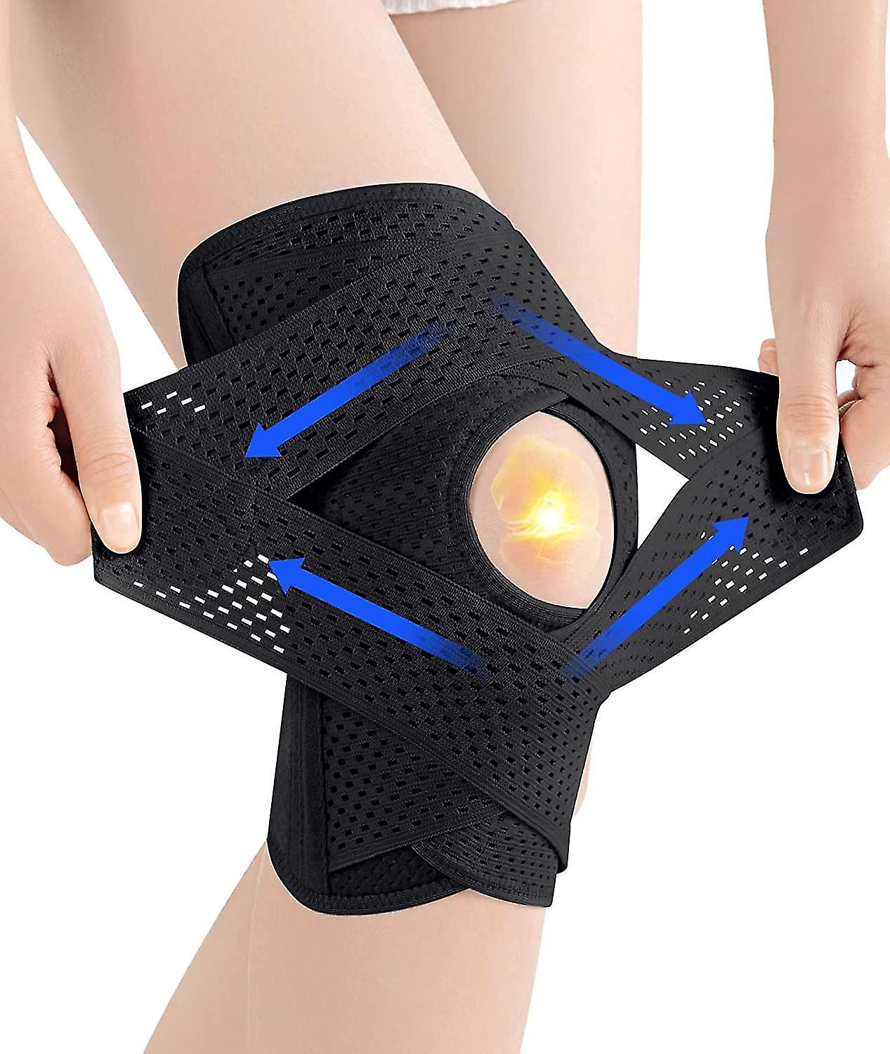 Xymcv 1pcs Knee Support, Knee Support With Side Stabilisers For Meniscus Tear Knee Pain, Breathable Knee Brace M Black