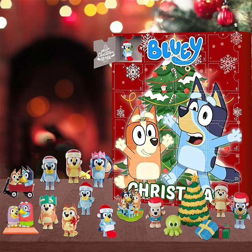 Waytogo 2023 Christmas Countdown Calendar, 24 Days Of Christmas Advent Calendar, 24pcs Xmas Puppy Bluey Figures Doll Xmas Vacation Stocking Stuffer...