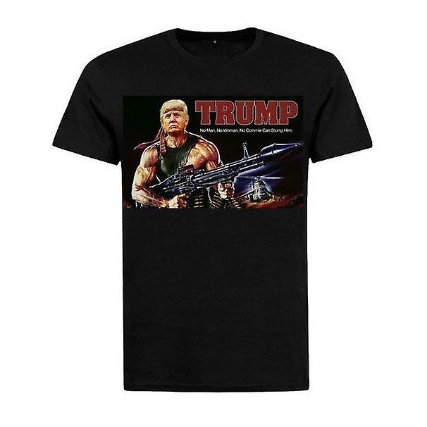 RockShark Funny Trump T-Shirt Rambo Black L