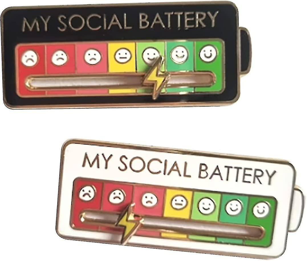 Guangzhou Yunlan Trading Co., Social Battery Pin - 7 Days A Week Enamel Mood Pin, Functional Aesthetic Brooch Black