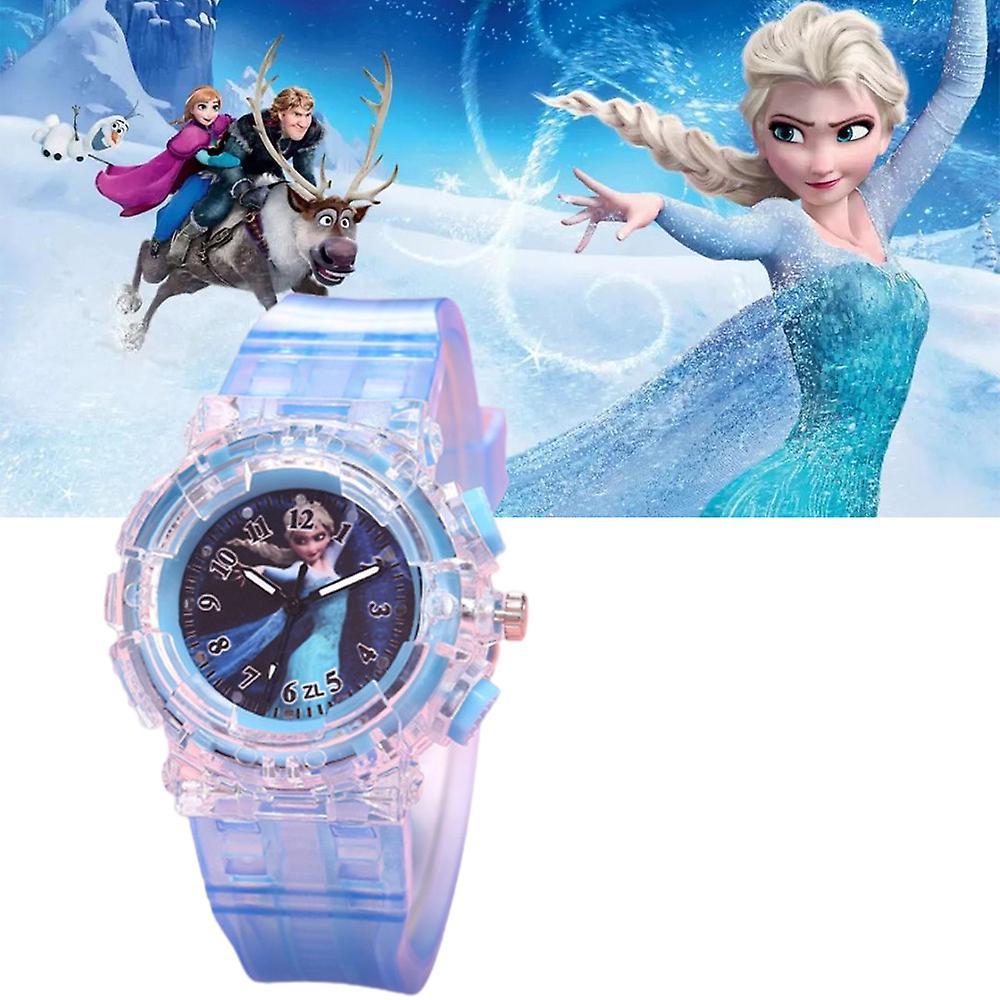 Waytogo Kids Girls Student Watch Frozen 2 Princess Anna Elsa Light Up Watch With 6 Colorful Lights Birthday Christmas Xmas Gift A