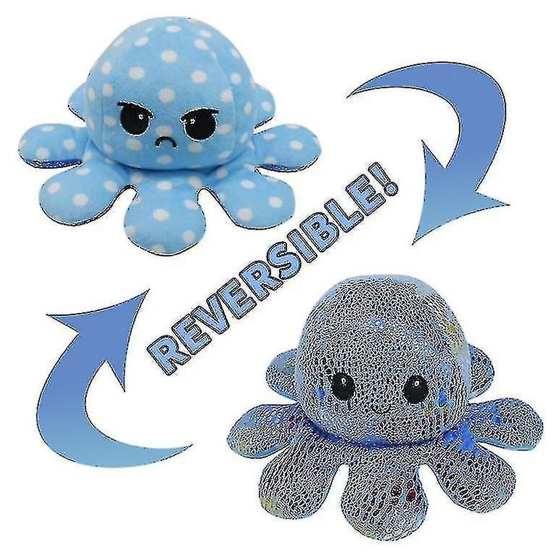 Zhanhuang Reversible Plush Toy, Double Sided Flip Plush Reversible Octopus Reversible Luminous Plush Toy