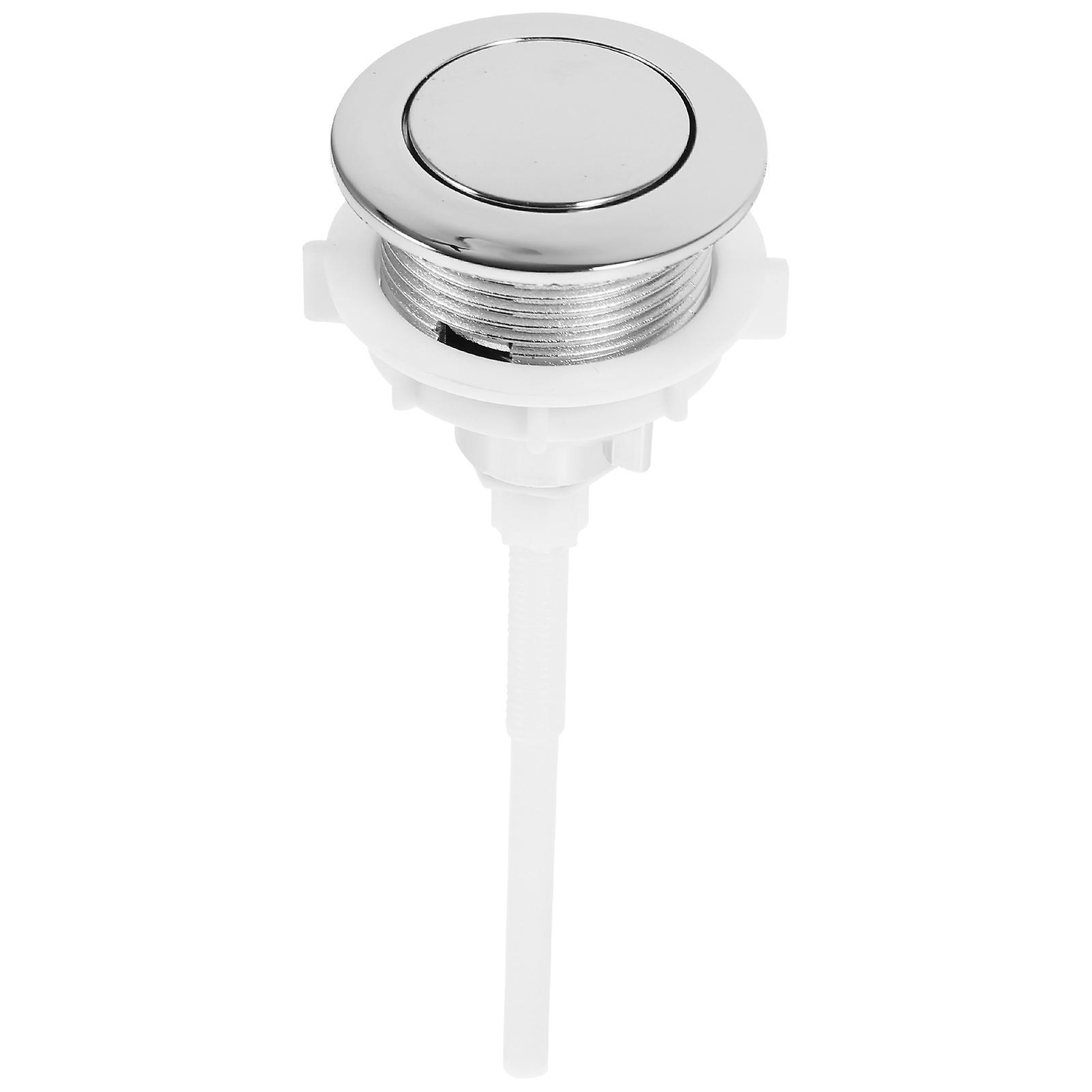 Tinksky Toilet Tank Single Flush Toilet Button Toilet Flush Valve Push Button Replacement Shower Push Buttons Water Tank Push Button Silver 13X4.8CM