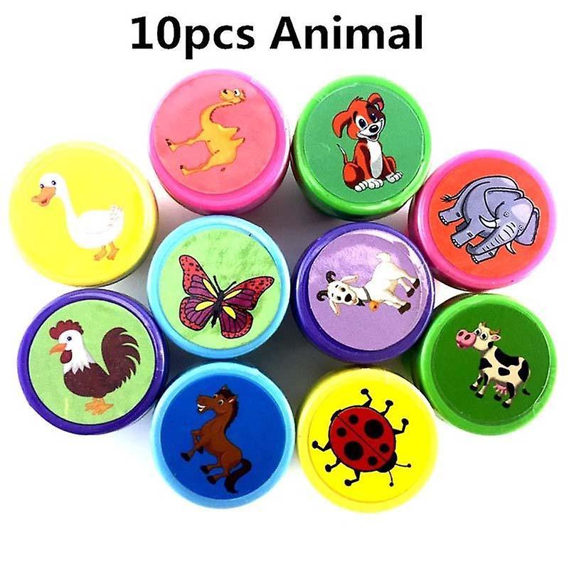 Slowmoose Cute Cartoon Pattern-rubber Stamp 10Pcs Animals