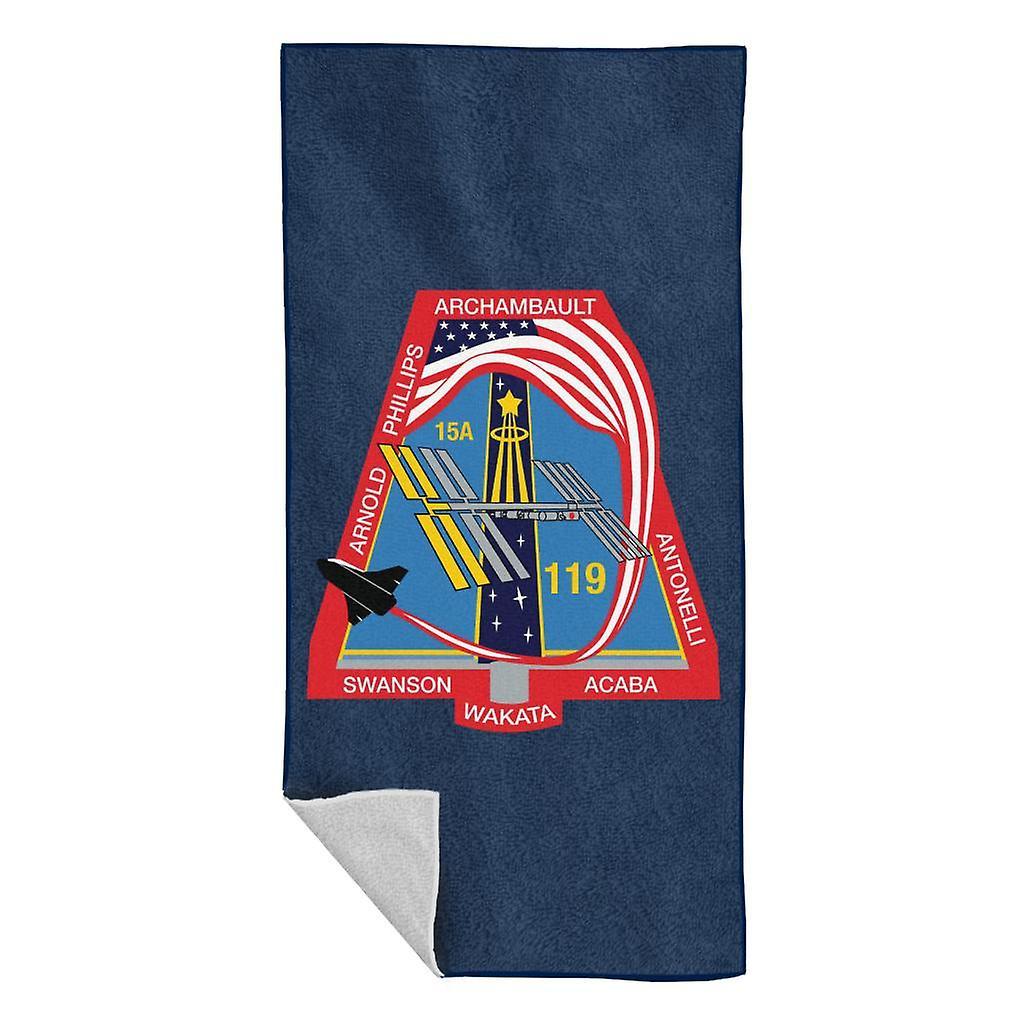 NASA STS 119 Space Shuttle Discovery Mission Patch Beach Towel Navy Blue 70 x 140cm