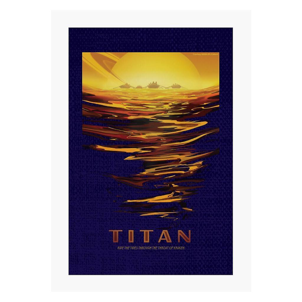 NASA Titan Interplanetary Travel Poster A4 Print Navy Blue 21cm x 29.7cm