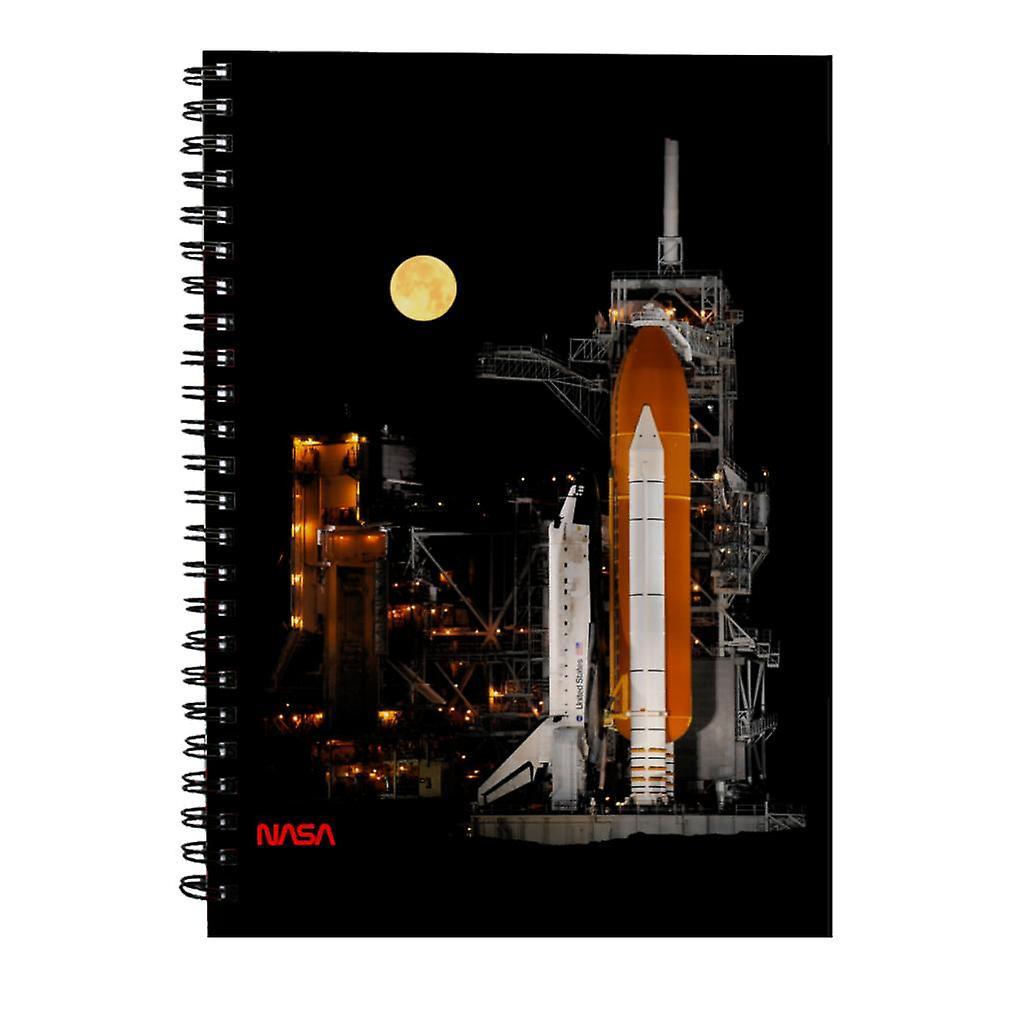 NASA STS 110 Discovery Shuttle At Launch Pad Spiral Notebook Black 15 x 21 cm