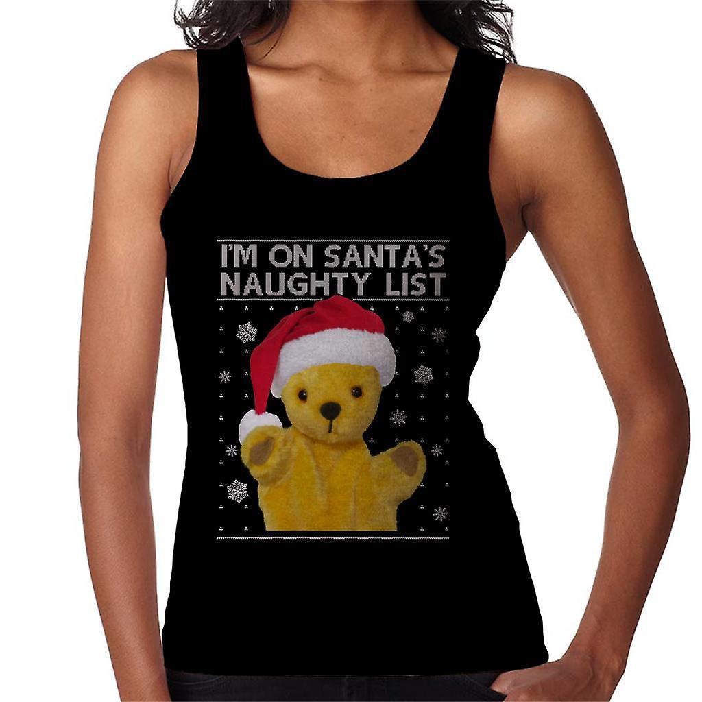 Sooty Christmas Im On Santas Naughty List Women's Vest Black Large