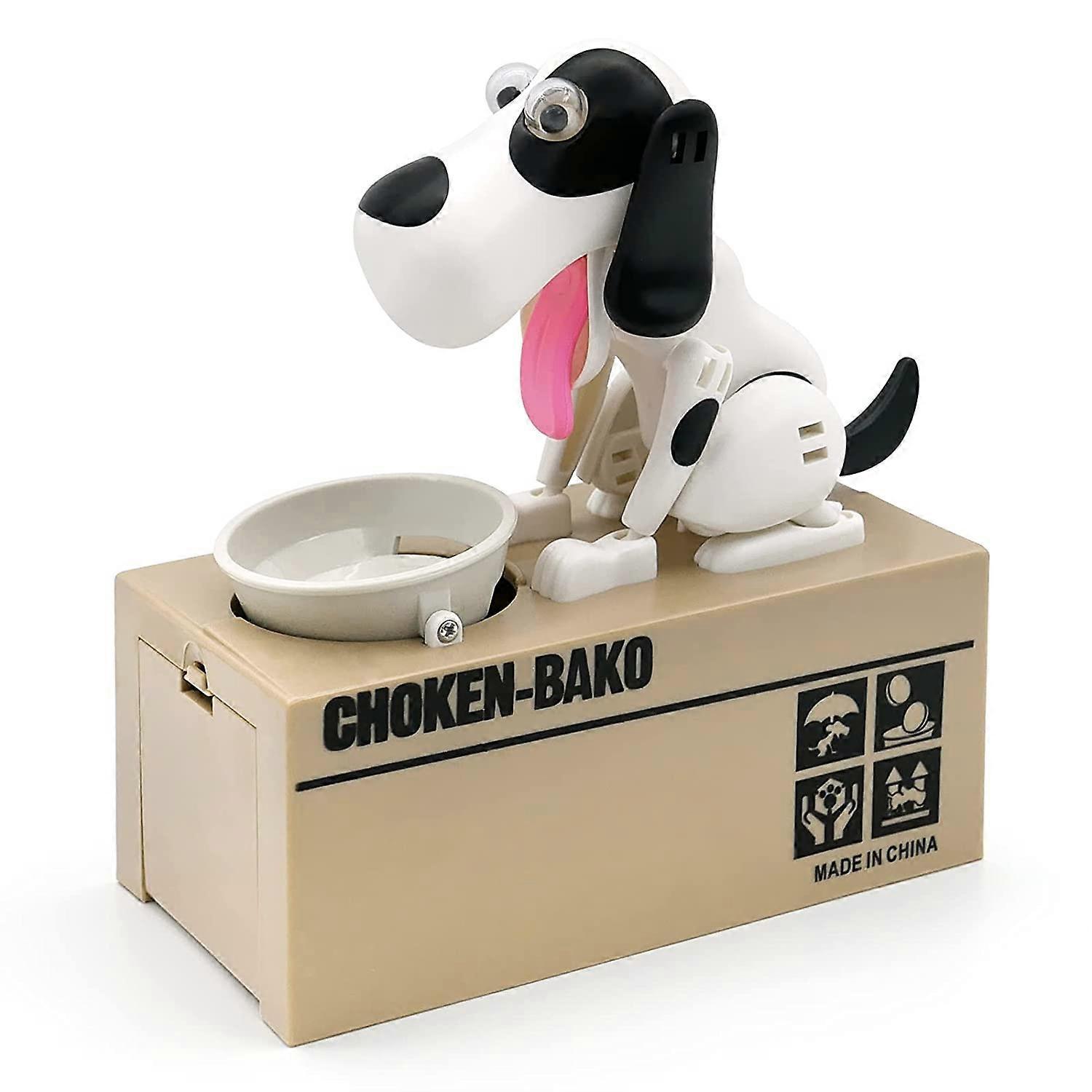 Ubiuo Dog Piggy Bank, Cute Puppy Money Saving Box, Automatic Stealing Coin Bank, Gift Robotic Coin Dog (White)