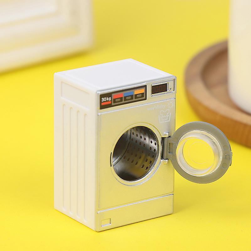 unbrand 1:12 Dollhouse Miniature Washing Machine Home Appliance Laundry Model Decor Toy White 1 Pcs