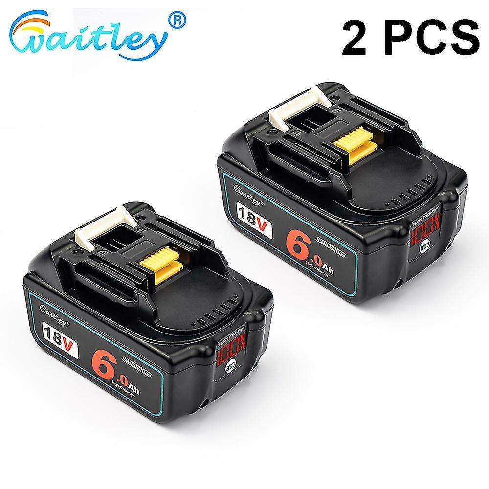 SML Waitley Rechargeable Li-ion Battery For Makita 18v 6000mah 6.0ah Power Tools With Led Replacement Lxt Bl1860b Bl1860 Bl1850 6a 2 PCS