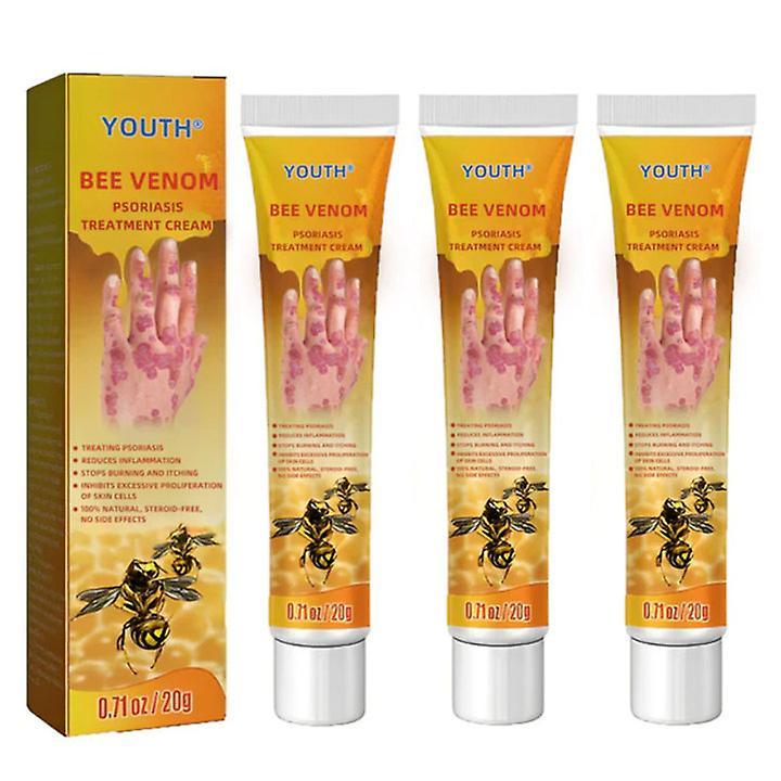 DWSM Bee Venom Psoriasis Treatment Cream, New Zealand Bee Venom Professional Psoriasis Treatment Cream, Soothing And Moisturizing Psoriasis Cream 3pcs