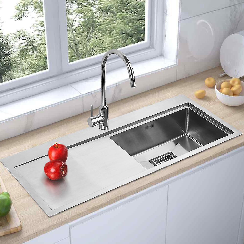 Living And Home Stainless Steel Inset Kitchen Sink, 1 Single Bowl Drainer Waste