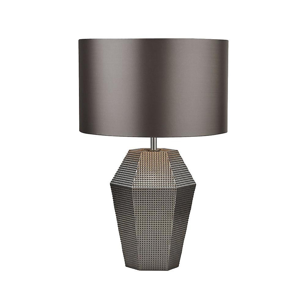 Searchlight Lighting Table Lamp Smoked Glass with Grey Drum Shade