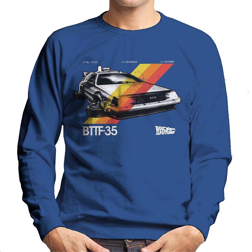 Back to the Future 35th Anniversary Delorean Stripes Men's Sweatshirt Royal Blue X-Large