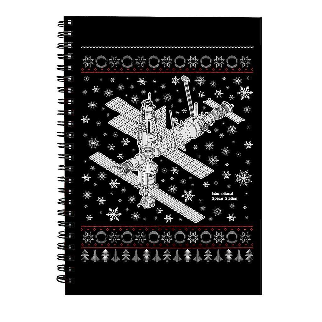 NASA International Space Station Christmas Knit Spiral Notebook Black 15 x 21 cm