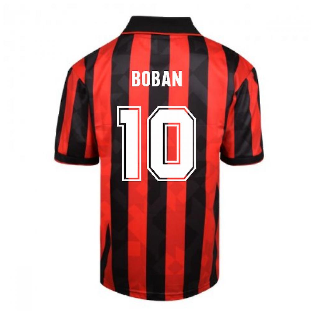 Score Draw AC Milan 1994 Retro Football Shirt (BOBAN 10) Red Large Adults