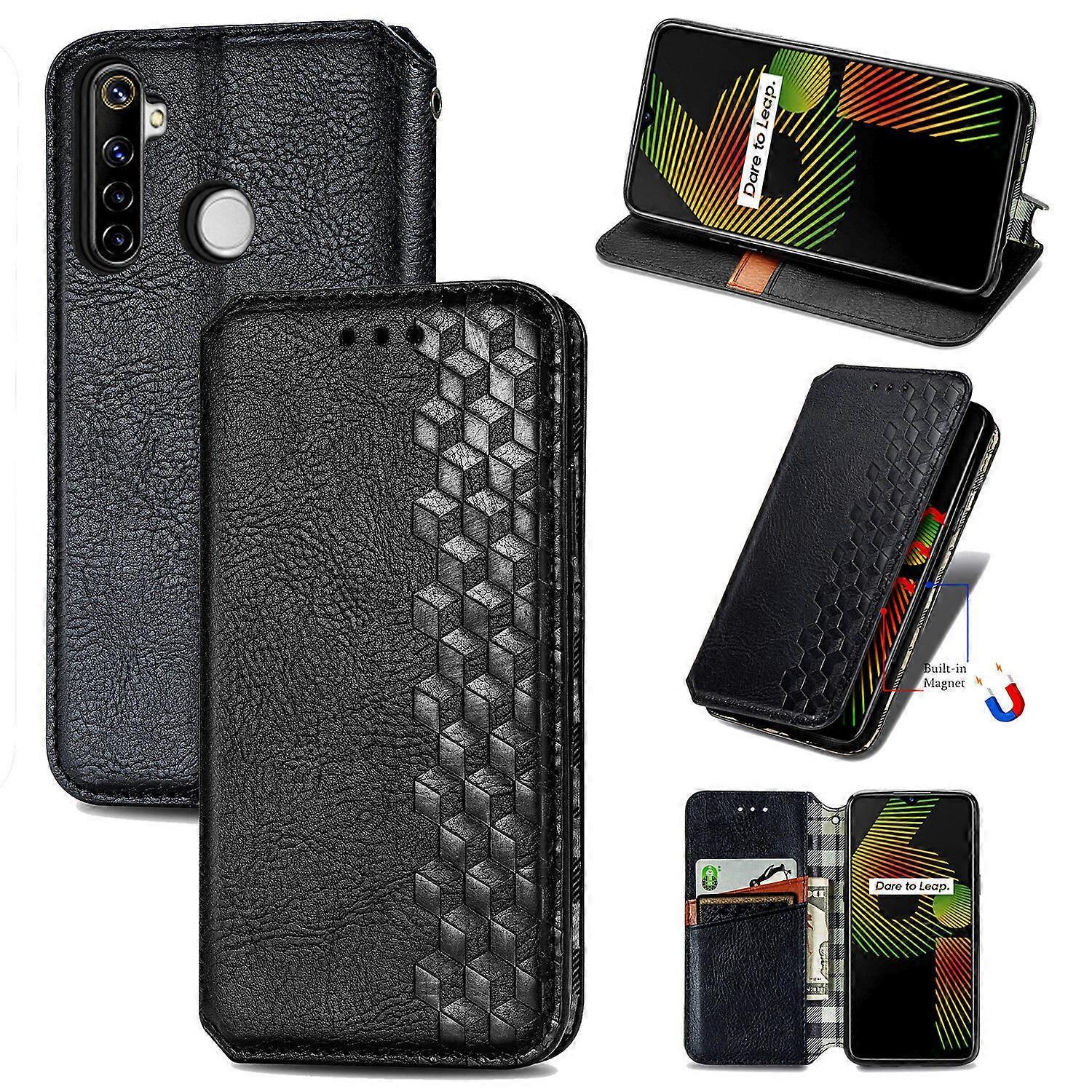 Gangxun Case for Realme 6i Flip Cover Wallet Flip Cover Wallet Magnetic Protective Handytasche Case Etui - Black