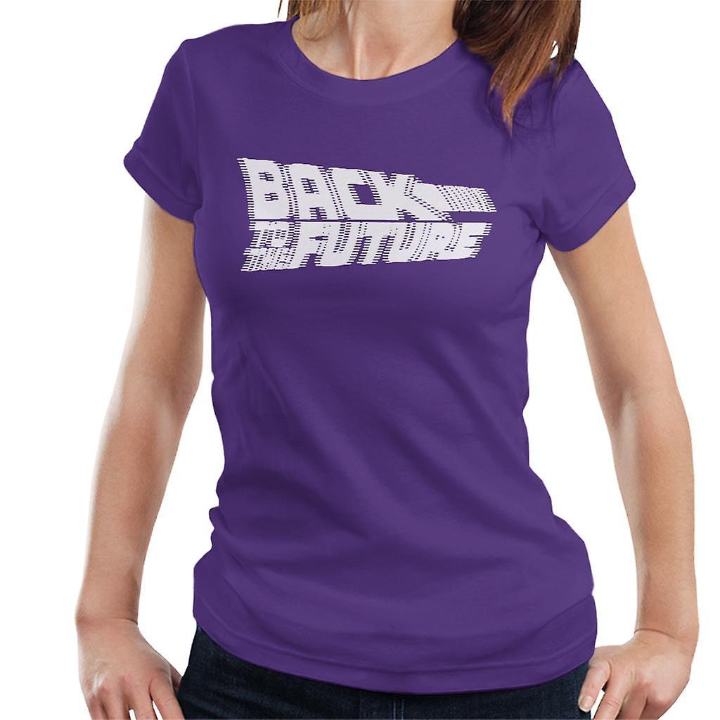 Back to the Future Blurred White Logo Women's T-Shirt Purple Medium