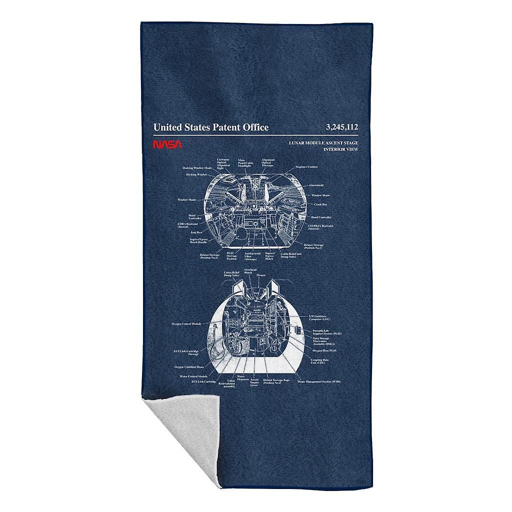 NASA Lunar Module Ascent Stage Interior Blueprint Beach Towel Navy Blue 70 x 140cm