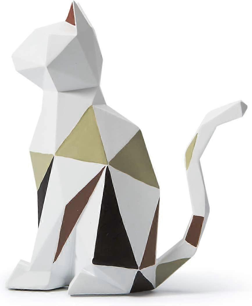 Augro Statue Figurine Cat Sculpture Animal Decor Geometric Modern Cat Art