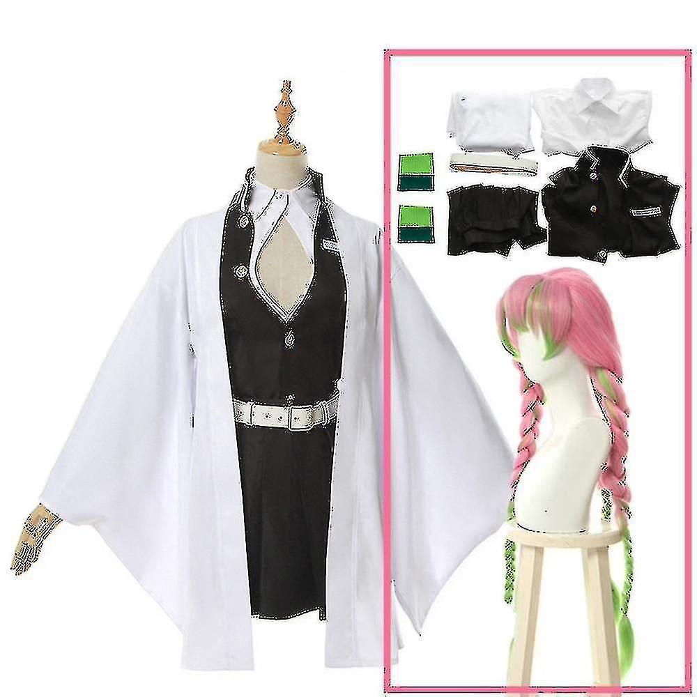 DUqi Adult Kids Demon Slayer Kimetsu No Yaiba Anime Kimono Kanroji Mitsuri Cosplay Costume Best Gift A4 Costume wig 130