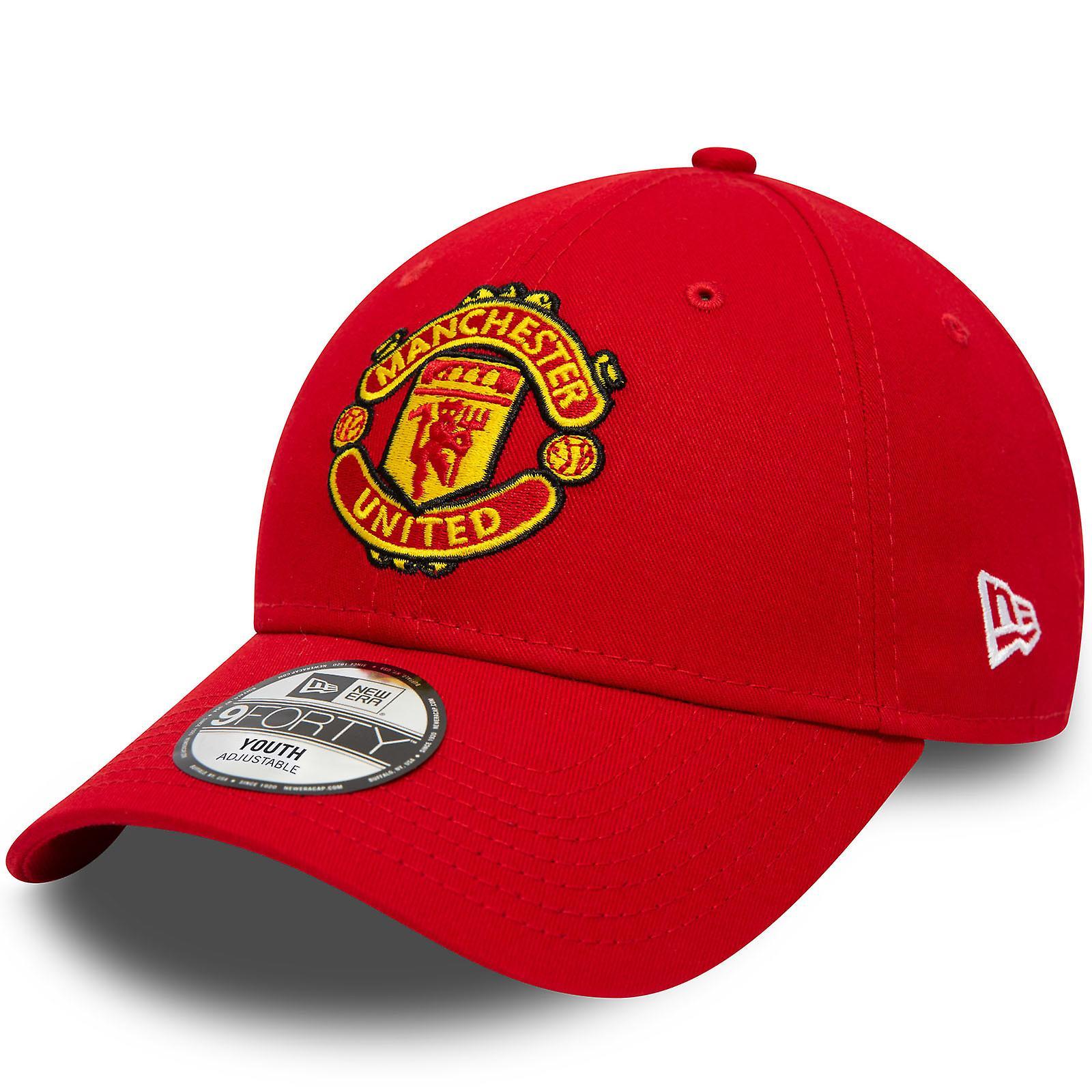 New Era Kids Manchester United FC 9FORTY Adjustable Baseball Cap Hat - Red Youth (6-12 Yrs)