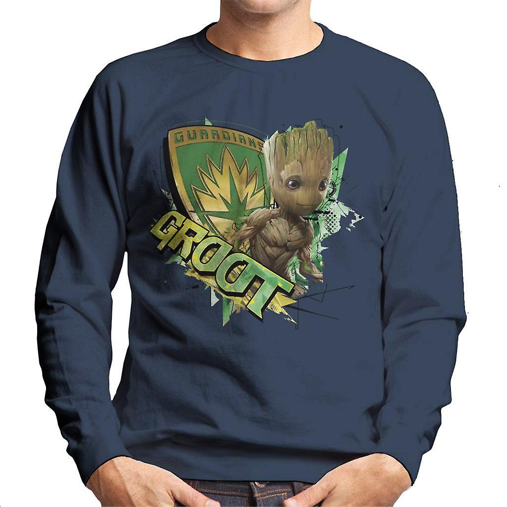 Marvel Guardians Of The Galaxy Vol 2 Shield Groot Men's Sweatshirt Navy Blue X-Large